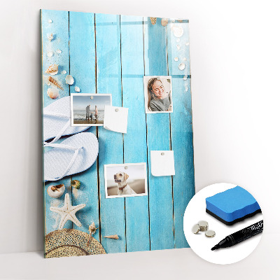 Glass dry erase board magnetic Blue beach boards
