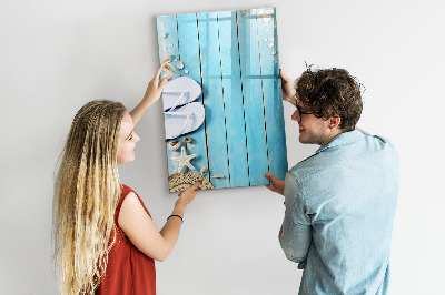Glass dry erase board magnetic Blue beach boards