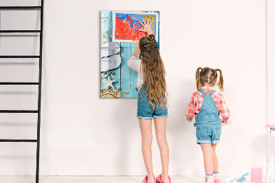 Glass dry erase board magnetic Blue beach boards