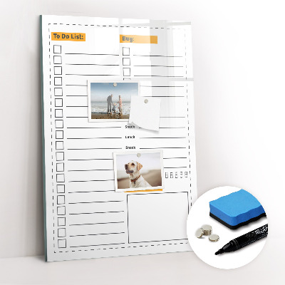 Glass dry erase board magnetic To-do list