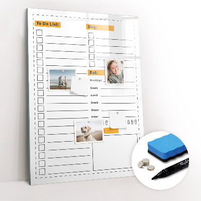 Glass dry erase board magnetic To-do list