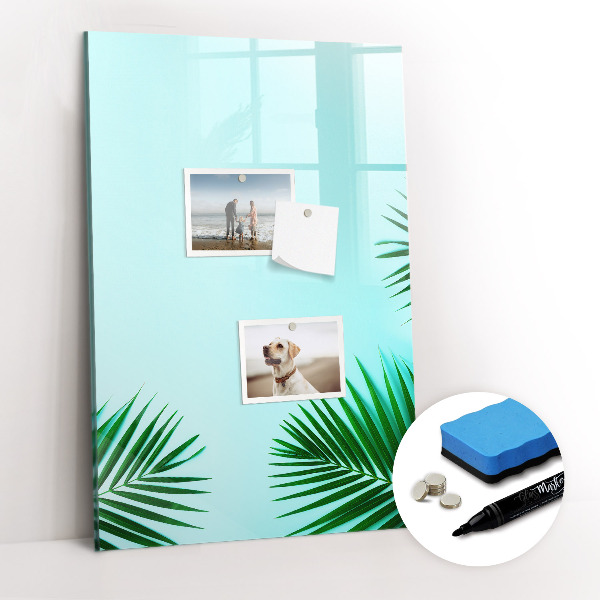 Glass dry erase board magnetic Tropical leaves