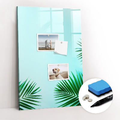 Glass dry erase board magnetic Tropical leaves