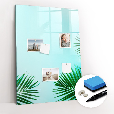 Glass dry erase board magnetic Tropical leaves