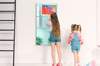 Glass dry erase board magnetic Tropical leaves