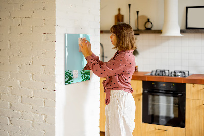 Glass dry erase board magnetic Tropical leaves