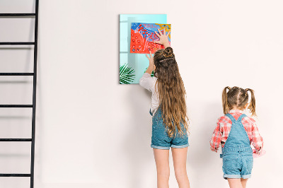 Glass dry erase board magnetic Tropical leaves