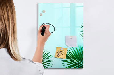 Glass dry erase board magnetic Tropical leaves