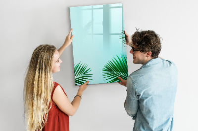 Glass dry erase board magnetic Tropical leaves