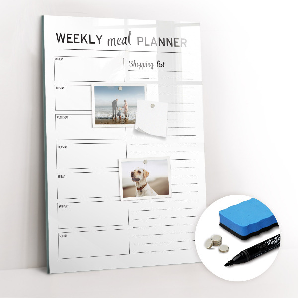 Magnetic marker board Weekly meal planner