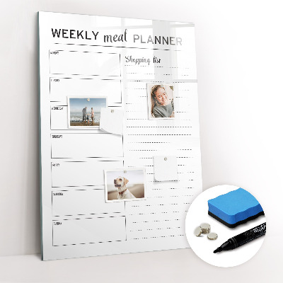 Magnetic marker board Weekly meal planner