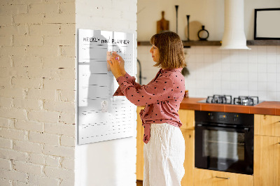 Magnetic writing board Weekly meal planner