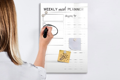 Magnetic writing board Weekly meal planner