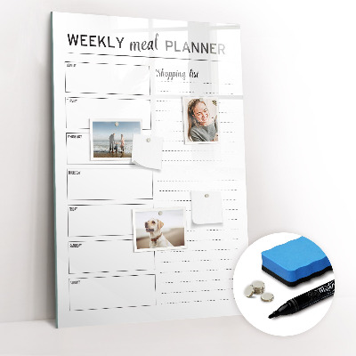 Magnetic marker board Weekly meal planner