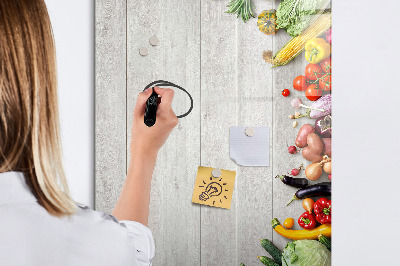 Magnetic writing board Vegetables on Wood