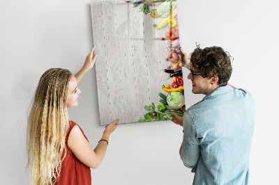 Magnetic writing board Vegetables on Wood