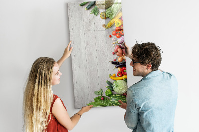 Magnetic writing board Vegetables on Wood