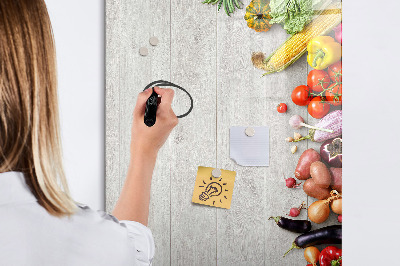 Magnetic writing board Vegetables on Wood