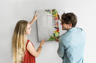 Magnetic writing board Vegetables on Wood