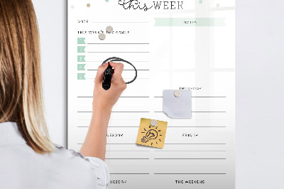 Glass dry erase board magnetic Meal Planner