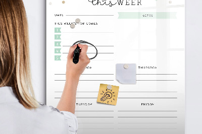 Glass dry erase board magnetic Meal Planner