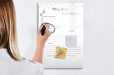 Glass dry erase board magnetic Meal Planner