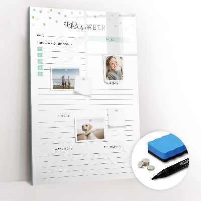 Glass dry erase board magnetic Meal Planner