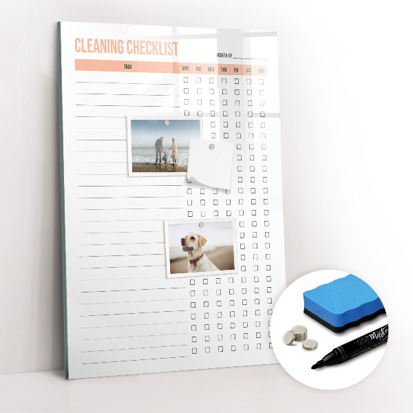 Magnetic board for drawing Cleaning Checklist