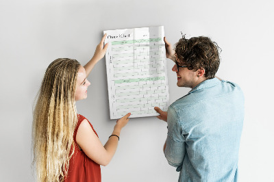 Magnetic board with marker Responsibility checklist