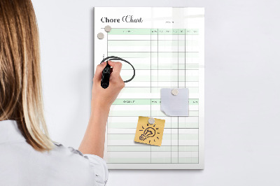 Magnetic board with marker Responsibility checklist