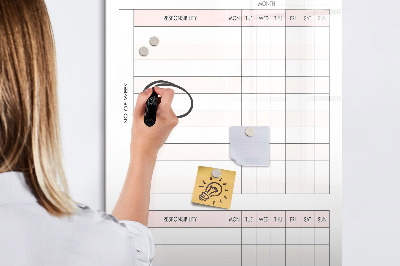 Glass dry erase board magnetic Monthly goals