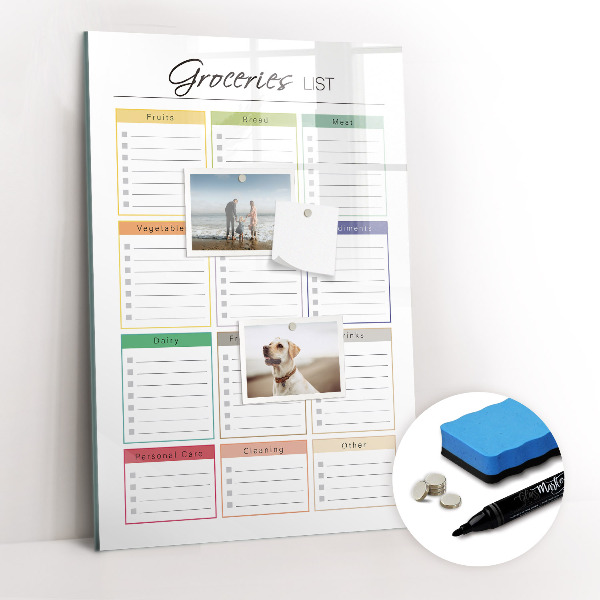 Glass dry erase board magnetic Weekly meal planner