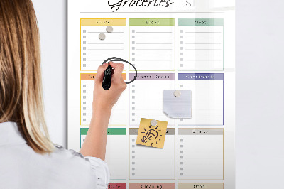 Glass dry erase board magnetic Weekly meal planner