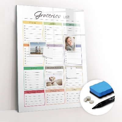 Glass dry erase board magnetic Weekly meal planner