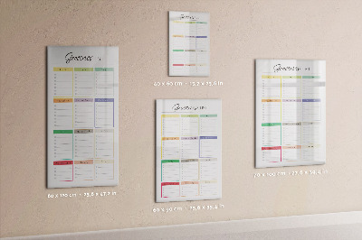 Glass dry erase board magnetic Weekly meal planner