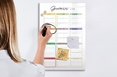 Glass dry erase board magnetic Weekly meal planner