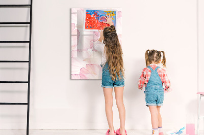 Glass dry erase board magnetic Watercolor petals