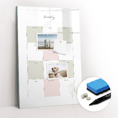 Glass dry erase board magnetic Weekly meal planner