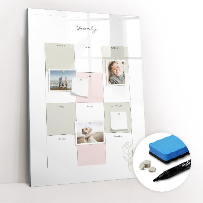 Glass dry erase board magnetic Weekly meal planner