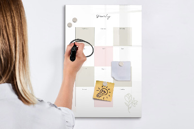 Glass dry erase board magnetic Weekly meal planner