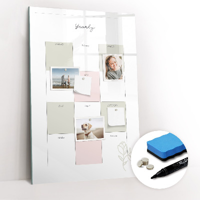 Glass dry erase board magnetic Weekly meal planner