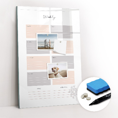 Glass dry erase board magnetic Monthly planner