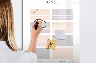 Glass dry erase board magnetic Monthly planner