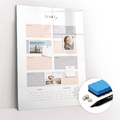 Glass dry erase board magnetic Monthly planner