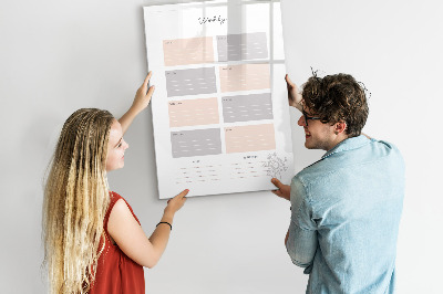 Glass dry erase board magnetic Monthly planner
