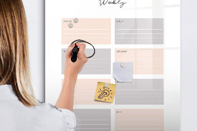 Glass dry erase board magnetic Monthly planner