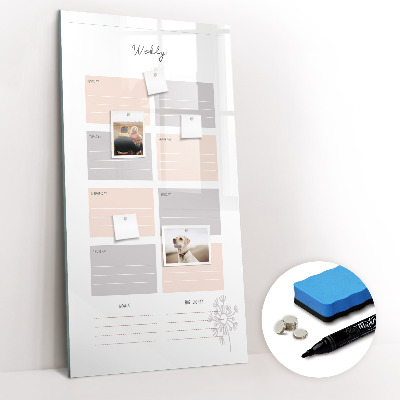 Glass dry erase board magnetic Monthly planner