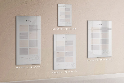 Glass dry erase board magnetic Monthly planner