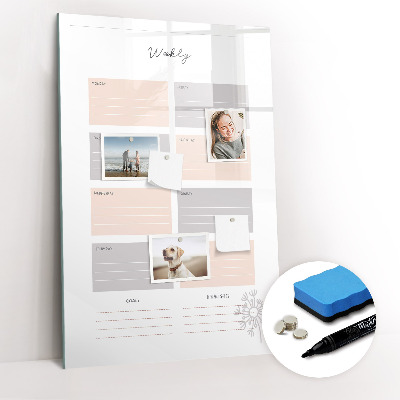 Glass dry erase board magnetic Monthly planner