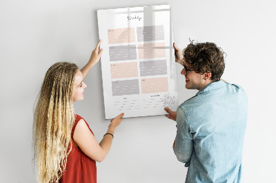 Glass dry erase board magnetic Monthly planner